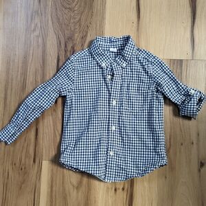Gap Toddler Boys Size 3T Navy White Gingham Checkered Button Down Shirt